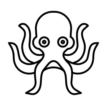 Octopus vector ocean seafood mollusc line icon vector image.