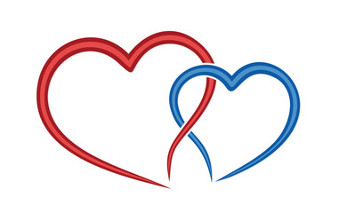 Symbol of the stylized red and blue hearts.