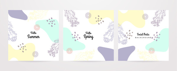 Background with minimal hand drawn flower elements in line art style.