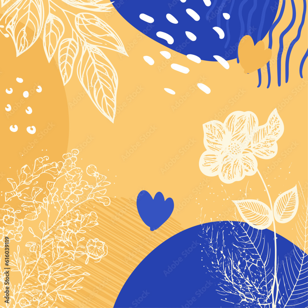 Aufkleber hello summer. colorful abstract square art templates. suitable for social media posts, mobile apps, 