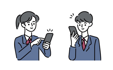 スマホを見る学生