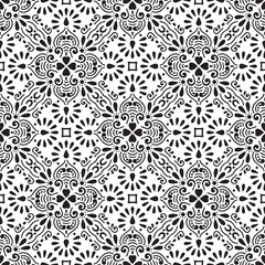 Luxury pattern mandala design. Wallpaper in the style of Baroque. Seamless background. White and black floral ornament. Graphic pattern for fabric, wallpaper, packaging. Ornate Damask flower ornament