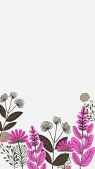 Hello Summer background decorated with beautiful flowers and leaves illustration. Can be used as poster or greeting card design.