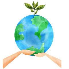 hands holding a green earth