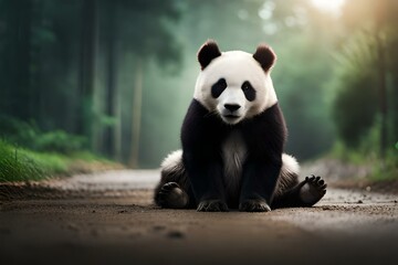 Fototapety  panda eating bamboo