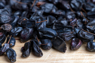 Black spices of dried barberry for cooking meat
