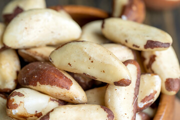 Peeled Brazil nuts on the table
