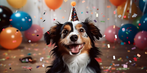 Fototapeta na wymiar Hund hat Geburtstag KI