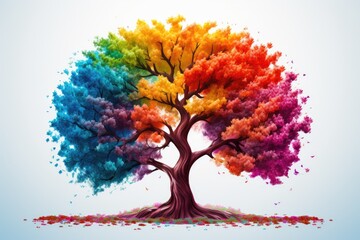  Rainbow tree isolated in front of white background