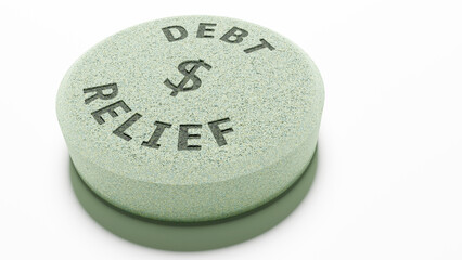 Symbolic Pill Signifying Financial Relief and Freedom on White Background