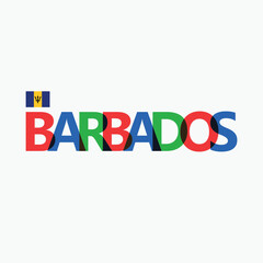 Barbados' colorful typography with its vectorized national flag. Caribbean country RGB typography.