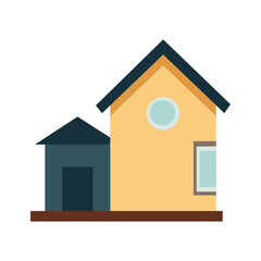 illustration of house backside with pet animal house using vector illustration art