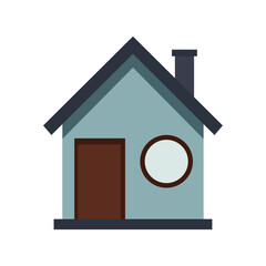 illustration art of house with black  chimney on roof and wooden door using vector illustration art