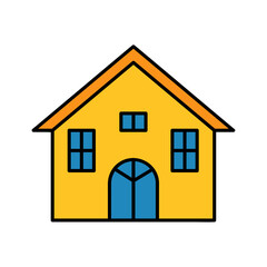 illustration small yellow house gaming infrastructure using vector illustration 