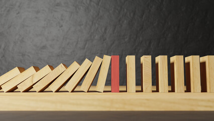 Chain Reaction  Dominoes Falling and stopping with red block
