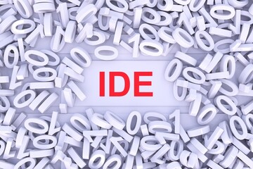 IDE concept scattered binary code 3D illustration