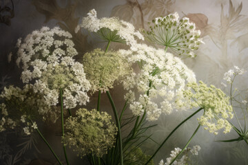 Queen Annes Lace Wallpaper, Generative AI