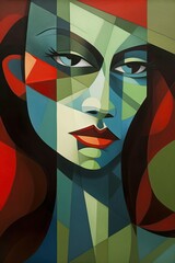 Abstract surreal portrait made out of multicolor, geometry. concept art. Generativ AI.	