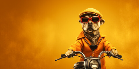Cooler Hund auf Motorrad KI