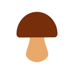 Autumn brown mushroom icon isolated on transparent and white background. Close-up element for design decoration. Vector illustration of nature. Abstraction.