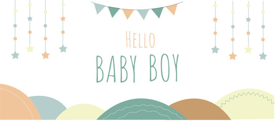 vector banner hello baby boy with cute checkbox and stars decor  © Tetiana Shpak