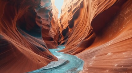 Breathtaking aerial view of a canyon . Fantasy concept , Illustration painting. - obrazy, fototapety, plakaty