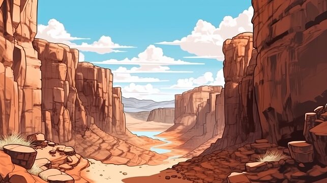 Breathtaking natural canyons . Fantasy concept , Illustration painting.
