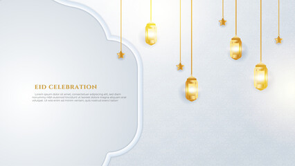 Vector gradient eid al-fitr white and gold background