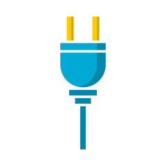 Blue electric plug icon flat vector design