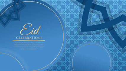 vector beautiful eid mubarak islamic blue and gold