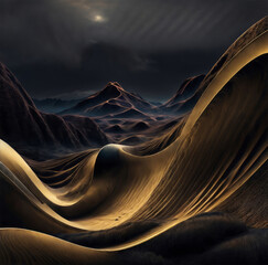 golden lines on a dark background. abstraction.