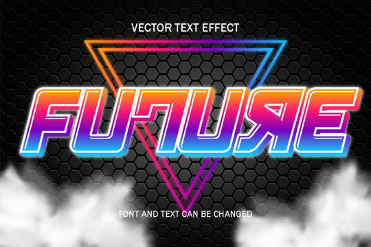 future tech font typography 3d editable text effect style lettering template technology background design