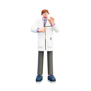 doctor using stetoscop 3d illustration