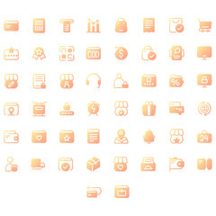 Vector of Online Shopping Icon Set Solid Gradient. Perfect for user interface, new application.
