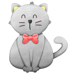 Cute cat and red bow