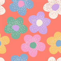 Hand drawn flowers, seamless patterns with floral for fabric, textiles, clothing, wrapping paper, cover, banner, interior decor, abstract backgrounds.