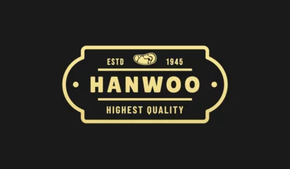 Fotobehang Hanwoo beef logo or Korean beef label vector isolated in flat style. best hanwoo beef logo or label for the best product. Elegant korean beef seal or label for original meat from Korea. © YOUR LABEL