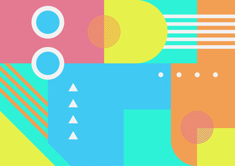 Geometric posters. Bauhaus cover templates with abstract colorful geometry. Retro architecture minimal shapes, forms, lines and eye design vector.