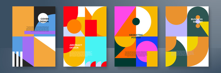 Vector geometric colorful minimal background with shapes elements.