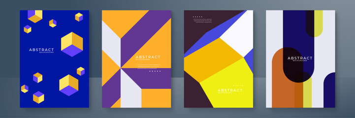 Modern abstract covers set, minimal covers design. Colorful geometric background, vector illustration.