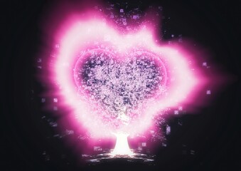 glowing heart in the night