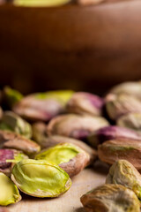 Crispy delicious pistachios with salt without shell