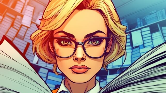 Businesswoman with financial documents . Fantasy concept , Illustration painting.