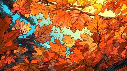 Captivating autumn foliage . Fantasy concept , Illustration painting.