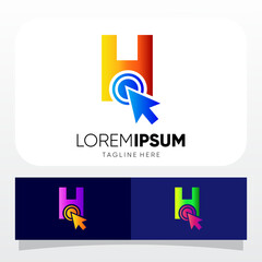 Letter H Mouse Cursor Pointer Logo Design Vector Icon Graphic Illustration