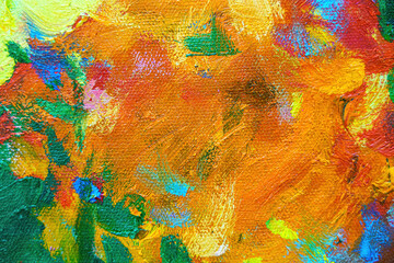 Colorful abstract oil painting art background. Texture of canvas and oil.