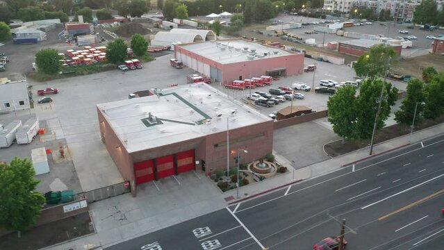 fire station in city - aerial