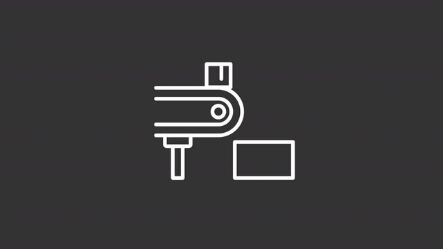 Animated loader white line icon. Conveyor belt animation. Factory equipment. Parcel service. Loop HD video with alpha channel, transparent background. Motion graphic design for night mode