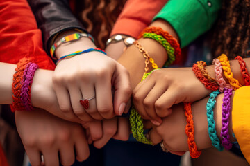LGBTQ pride united hands. Generative AI