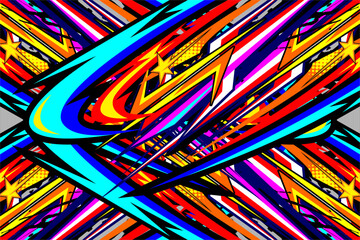Abstract racing background vector design with a unique striped pattern and bright colors, and with a star effect, perfect for your wrapping design